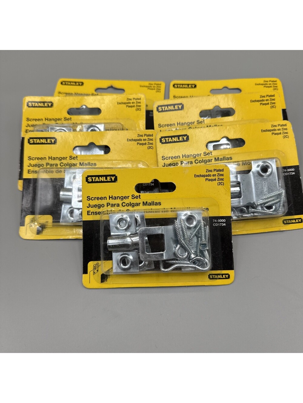 Lot of 7 Stanley Screen Hanger Set 74-8000 CD 1734 Zinc